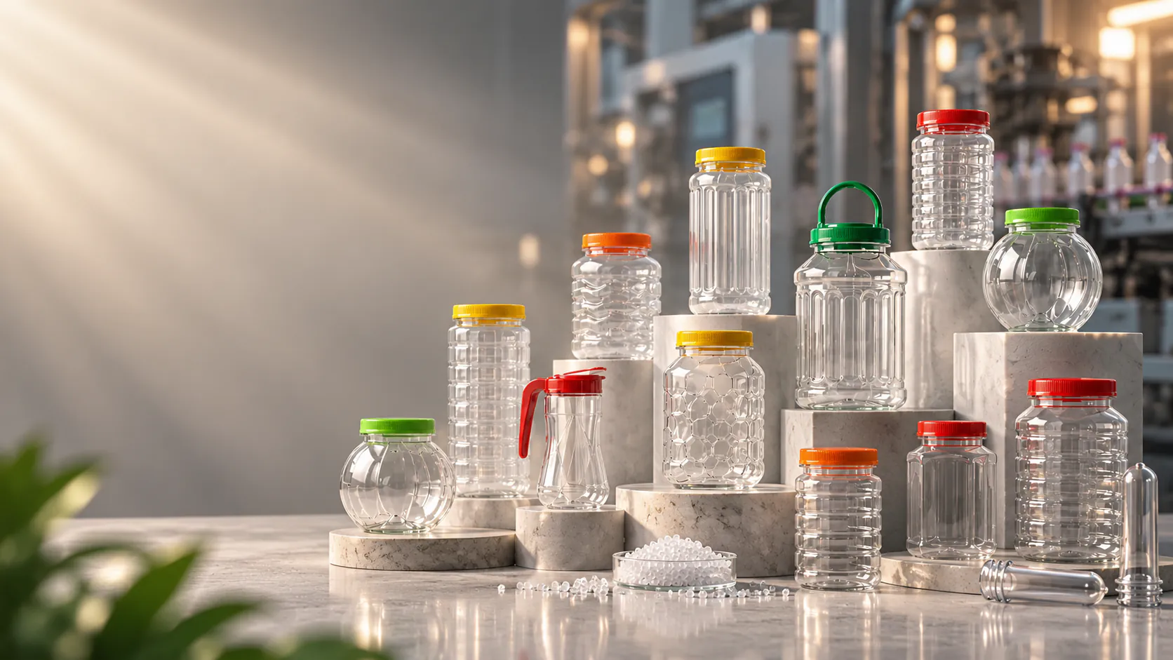 Plastic food packaging jars manufactured by Amna Food Group